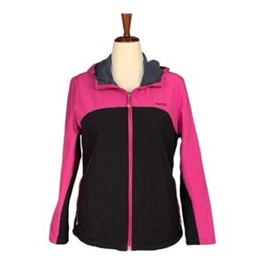 Reebok Women's Hot Pink and Black Running Jacket Full Zip Hood Active Size M
